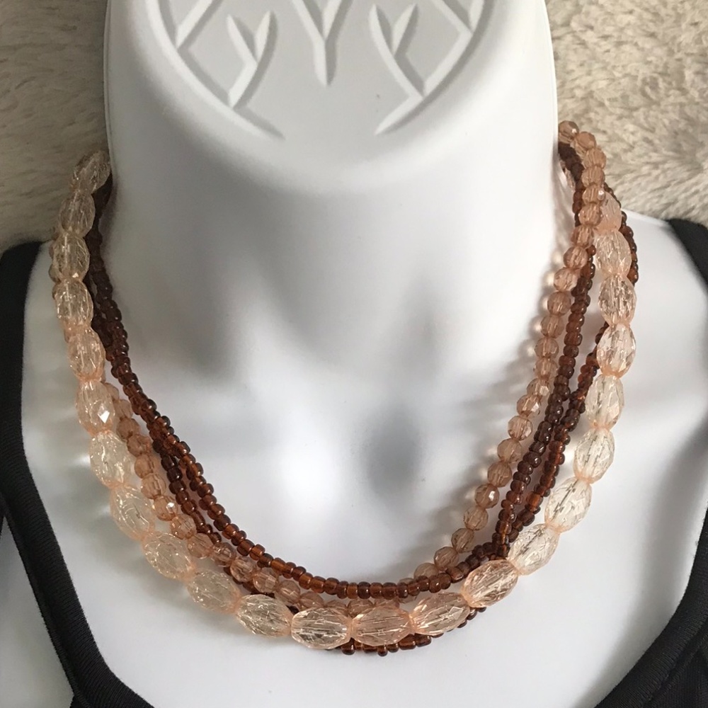 5 FOR $15!!! - Brown & Peach Multi-Strand Beaded necklace